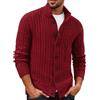 PJ PAUL JONES Cardigan da uomo con bottoni e treccia a maglia grossa, colletto alto, Colore: rosso, M
