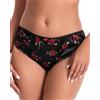 Satini Slip in Raso di Seta - Bordo Elastico Morbido, Lingerie Elegante Confortevole, Slip Sissy (Nero - Rose Rosse, L)