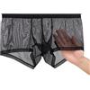 BIATWOWR Boxer da uomo con tasca trasparente e gamba corta, taglie M L XL 2XL 3XL, 1 confezione: nero, XL