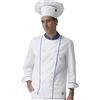 SIGGI - Giacca per cuoco 'Pietro' in cotone drill 100% irrestringibile. Colore bianco/blu e bottoni sfilabili. Peso al mq. gr. 190. - Taglia: M