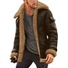 Generic Pilot S Giacche in pelle da uomo Regno Unito - Colletto con risvolto a maniche lunghe imbottito aviatore bomber cappotto in finta pelle di montone vintage spesso cappotto taglie forti giacca invernale