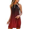 Xmiral Mini Vestito Estivo Donna Casual Estivo Stampato Floreale Vestito Senza Maniche con Scollo a Barchetta o Scollo Corto da Spiaggia (M,b-Rosso)