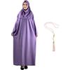 Modish Group Prien Modish Group Vestito Da Preghiera Per Donna Con Girls Musulmana Hijab Abito Lungo Abaya Vestiti Set Dubai Kaftan Con Muslim Tasbih (Lilla, Standard)