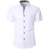 YAOBAOLE Camicia da uomo a maniche corte, senza stiratura, con bottoni, elasticizzata, per lavoro, matrimonio, con tasca sul petto, bianco, 3XL
