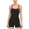 Generico Costume Intero Donna Curvy da Bagno con Spalline e Pantaloncino Bikini Mare Copri Pancia Costumi Interi Piscina Contenitivo Tankini Brasiliana Conservativo per Nuoto, Terme, Estiva, Subacquea,Nero,42