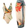 SMUXP Bikini da donna 2 pezzi con gonna lunga sarong, costume da bagno intero con gonna copricostume da bagno in chiffon, costume da bagno sarong con stampa floreale modesto costume da spiaggia