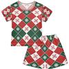 Mnsruu Plaid Natale Rosso Estate Bambino Pigiama Set per Bambini Manica Corta Cotone Sleepwear per Ragazzi e Ragazze, Multicolore, 14 anni