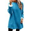 Generico Felpa Donna Foderata in Pile Senza Cappuccio, Pullover Oversize Morbido e Caldo per Inverno, Maglia Casual a Manica Lunga Girocollo Tinta Unita