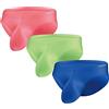 ZUOLAIYIN Slip da uomo in nylon elasticizzato e leggero, a vita bassa, senza intervento, Verde-Rosso-Blu (confezione da 3), XL