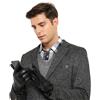 ZLUXURQ Guanti da guida invernali da uomo con touchscreen in pelle di agnello nero morbida foderati in cashmere, comodi e caldi.