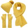 FGUUTYM Set di cappelli per ragazze adolescenti, uomini e donne, invernali, caldi, cappelli di lana, sciarpe, guanti da donna, giallo., Taglia unica