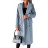 Generic Cappotto lungo invernale da donna in misto lana, cappotto doppiopetto classico, trench caldo