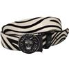 UPGRADE 3STYLE Cintura in vera pelle cavallino maculata leopardata zebrata patchwork accorciabile senza viti. confezione in cartone eco e sacchetto cotone. Made in Italy. (Placca Zebra nero 4x130)