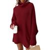 JFAN Vestito Maglia Allentato Donna Invernale Elegante Knitted Dress Collo Alto Abito Lungo Maglione per Autunno Inverno