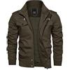 KEFITEVD - Bomber mimetico da uomo, stile cargo, giacca da lavoro, casual, con zip intera, giacca a vento