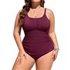 Tuopuda Costume da Bagno Intero Donna Taglie Forti Sexy Costumi Interi da Mare Piscina Push Up Imbottito Reggiseno Costumi Bikini Un Pezzo Spiaggia Beachwear L-14XL, Viola, L