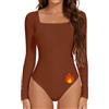 Joyshaper Body Donna Maniche Lunghe Top Elegante Con Scollo Quadrato Camicetta Termica Calda Bodysuit Tops Magliette Intime