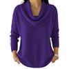 Generic Maglione da donna con collo ad anello, leggero, tinta unita, a maniche lunghe, lavorato a maglia, per autunno e inverno