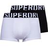 Superdry Trunk Dual Logo Double Pack, Trunks Uomo, Opacity, Black/Optic, S Regular
