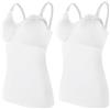 ZESLIV 2 Pezzi Top da Donna per Allattamento, Canottiera Sottoveste con Reggiseno Integrato, Reggiseno Senza Ferretti per Gravidanza, Top da Gravidanza Senza Ferretti, bianco, S
