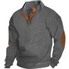 PADOLA Felpa Uomo a Collo Alto con Bottoni Jacquard Maglione Elegante Manica Lunga Fit Classico Giaccone Casual Morbido Outfit Autunno Inverno(Grigio Scuro,3XL)
