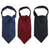 WANYING 3 in 1 Set Uomo Cravatta Ascot Fazzoletto da collo Ascot Cravat Tie Retrò Chic - A Pois Nero & Blu Scuro & Bordeaux