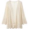 Comebachome Cardigan all'Uncinetto da Donna - Elegante Cardigan Aperto Lavorato a Maglia con scavatura, Maglione Leggero da Spiaggia per L'Estate, Albicocca, Maglioni da Spiaggia per Donna, Uncinetto