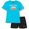 Champion Legacy Back To The Beach NS S/S T-Shirt & Beachshorts Completo, (Blu Fluorescente/Nero), 15-16 anni Bambini e ragazzi SS23