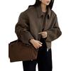 Zucige Giacca in lana corta da donna con cerniera tinta unita cappotti corti da pisello autunno inverno giacche di tweed alla moda 2025