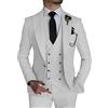 ZDJSWJ Abito elegante 3 pezzi per Uomo Completo da Ballo di Matrimonio a Doppio Petto 1 Bottone Giacca Gilet Pantaloni Completo Formale, bianco, S