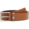 Tommy Jeans Uomo Cintura Flag 4,0 cm Cintura in Pelle, Marrone (Cognac), 80 cm
