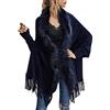 Generic Poncho, da donna, in cotone, caldo, morbido, in cashmere, elegante poncho primaverile, lavorato a maglia, di alta qualità, per donne, cappotto a maglia, regalo per la mamma