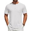 COOFANDY Maglietta Henley da Uomo T-Shirt Estiva a Maniche Corte a Coste con Tasca e Bottoni Maglietta Basica Bianca L