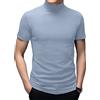 Ophestin Maglietta da Uomo a Manica Corta Dolcevita di Base Maglietta Intima Slim Fit Pullover in Cotone Top Termici Solidi Blu Polvere, 3XL