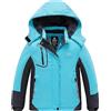 Wantdo Montagna Giacca Sci Bambina Impermeabile Giubbotto | 10000mm Impermeabile, Traspirante, Antivento, Fodera in pile, Cappuccio rimovibile, 3 Tasche con zip, Snowboard, Sci &Outdoor