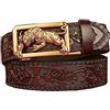 xichuangyuXCY Cintura in pelle ragazzo degli uomini stile retrò fiore modello tigre fibbia casual cintura aziendale 125cm