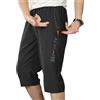 DuomaiJJ Pantaloncini Pantaloni Sottili da Uomo con Cerniera Tascabile Tasca Dritta Seta Ghiacciata Sciolta Sport Traspirato-Nero-l