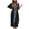 YOUKD Caftano Lungo Floreale Ricamato in Cotone Estivo Costume da Bagno Bohemian Beach Abito Maxi Cover Up da Donna