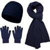 KRIPINC Set Cappello Sciarpa Guanti Uomo, Set 3 in 1 con Sciarpa e Berretto Uomo e Guanti Termici Touch Screen, Idee Regalo Ragazzo per Natale e Compleanno (Stile A, Blu Navy)