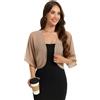 Dosieyeo Bolero da donna in chiffon, elegante, leggero e arioso, maniche a 3/4, giacca sottile per vestito, marrone, XL