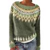Generic Fairisle Maglione da donna vintage Fair Isle maglione lavorato a maglia casual allentato plus size maglieria inverno caldo vacanze maglioni elegante manica lunga pullover top, Verde, S