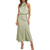 Generico Abito da Donna Abito Lungo in Satin Increspato con Disegna Asimmetria della Spalla Vestito Cocktail da Donna e Ragazze Abito Corallo (GN2, M)