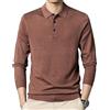 Dndrdhfb Polo da Uomo in Maglia di Lana A Maniche Lunghe con Bottoni Bavero Slim Business Casual Pullover Polo Top 3 Asian Size L (170)