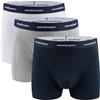 HUNTER&HAWKS URBAN TAILORED Hunter&Hawks - Confezione da 3 boxer da uomo in cotone biologico, S-6XL, boxer elasticizzati da uomo, vita morbida, ottima traspirabilità, biancheria intima anti sfregamento, blu navy, grigio mélange,