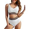 Vijamiy Costume Donna Due Pezzi Vita Alta Pancia Piatta Bikini Sexy Scollo a V Push Up Top Elastico a Righe Colorate Piscina Spiaggia Bikini Set