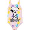 Peanuts Snoopy Costume da Bagno per Ragazze | Bambini Animato Beagle Cane Blu Giallo Viola Fiore Floreale Tutto in Uno Costume da Bagno Rosa By Schulz Merchandise