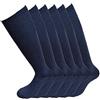 Fontana Calze, 6 paia di calze lunghe in caldo cotone elasticizzate confortevoli e rinforzate su punta e tallone. Prodotto Italiano. (ANTRACITE, 39-41)
