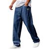 Generic Pantaloni da uomo in cotone e lino - Tessuto misto canapa pronto per l'autunno, dettaglio logo ricamato, vita elastica ampia con tasca singola, Marina Militare, M