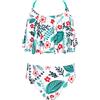 SHEKINI Costume da Bagno per Ragazze Due Pezzi Cutout Volant Stampa Estivo Bikini Ragazza Tankini Set per 6-14 Anni（10/12Y(10/12)，Verde）
