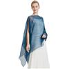 BEAUTELICATE Stola Elegante Donna Cerimonia Elegante Trasparente Crepe Coprispalle Leggera Poncho Cape per Matrimonio Abito da Sera, Blu Ottanio